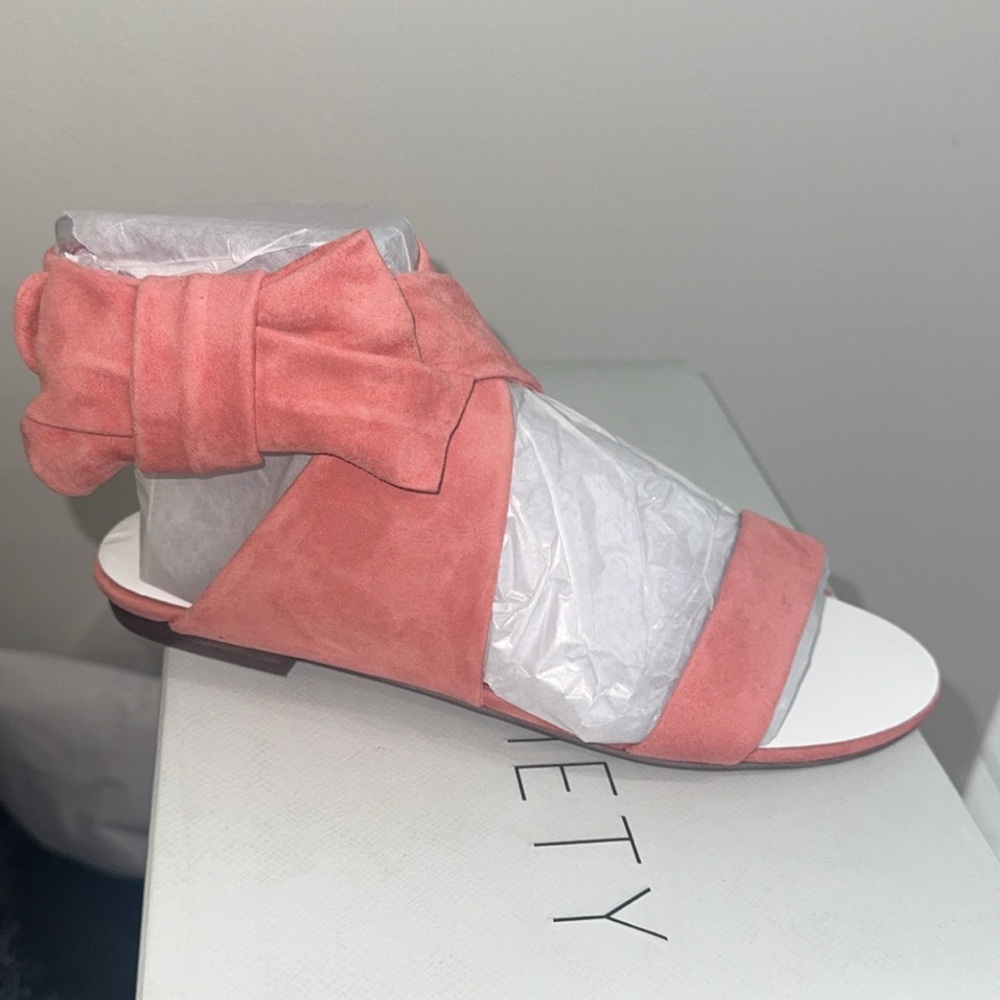 Women’s Coral Sandals Sole Society Suede Bow Sandals Calynda Coral Size 5 NEW - Picture 8 of 10